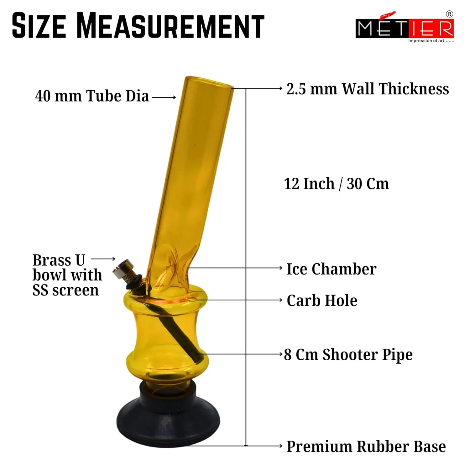 straight tube ice catcher waterpipe 30cm