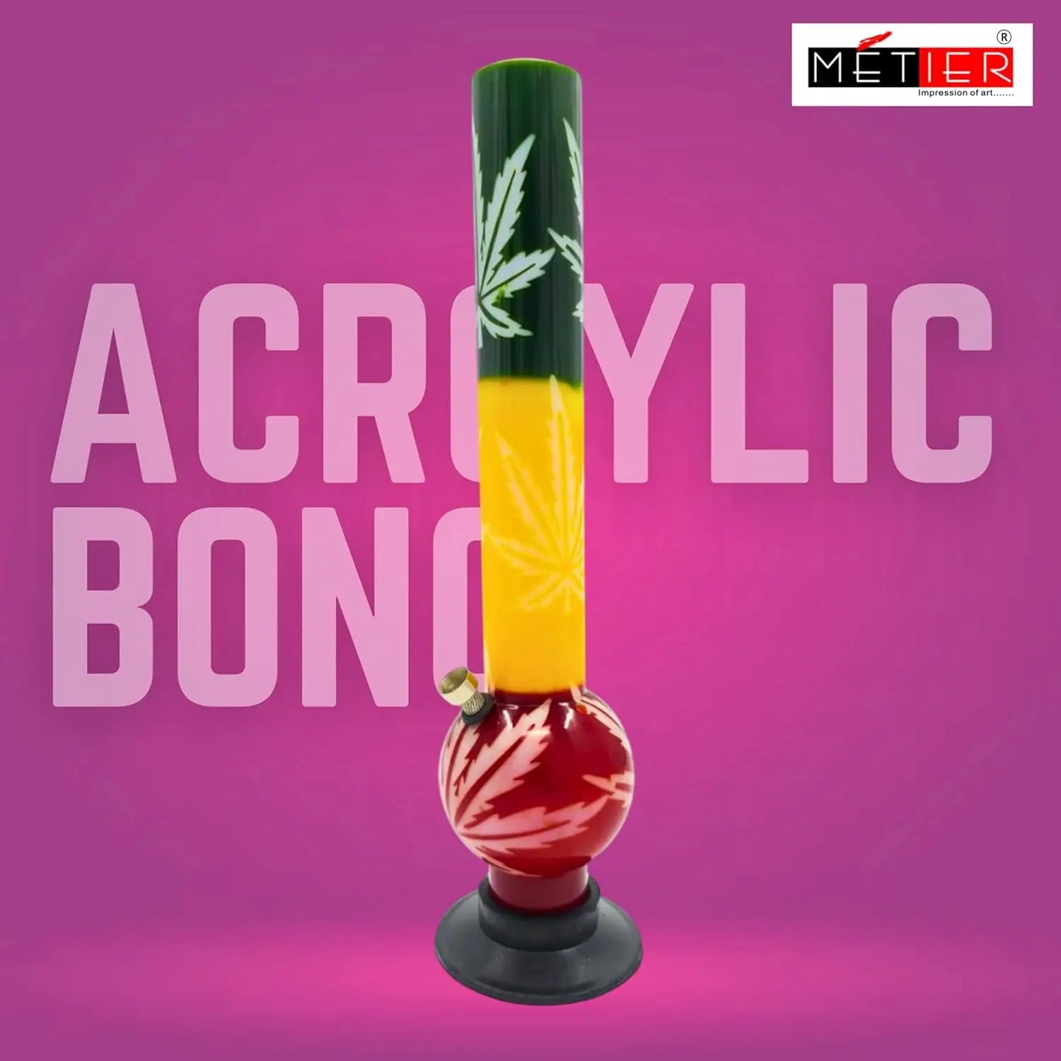 ice catcher feature on rasta acrylic bong