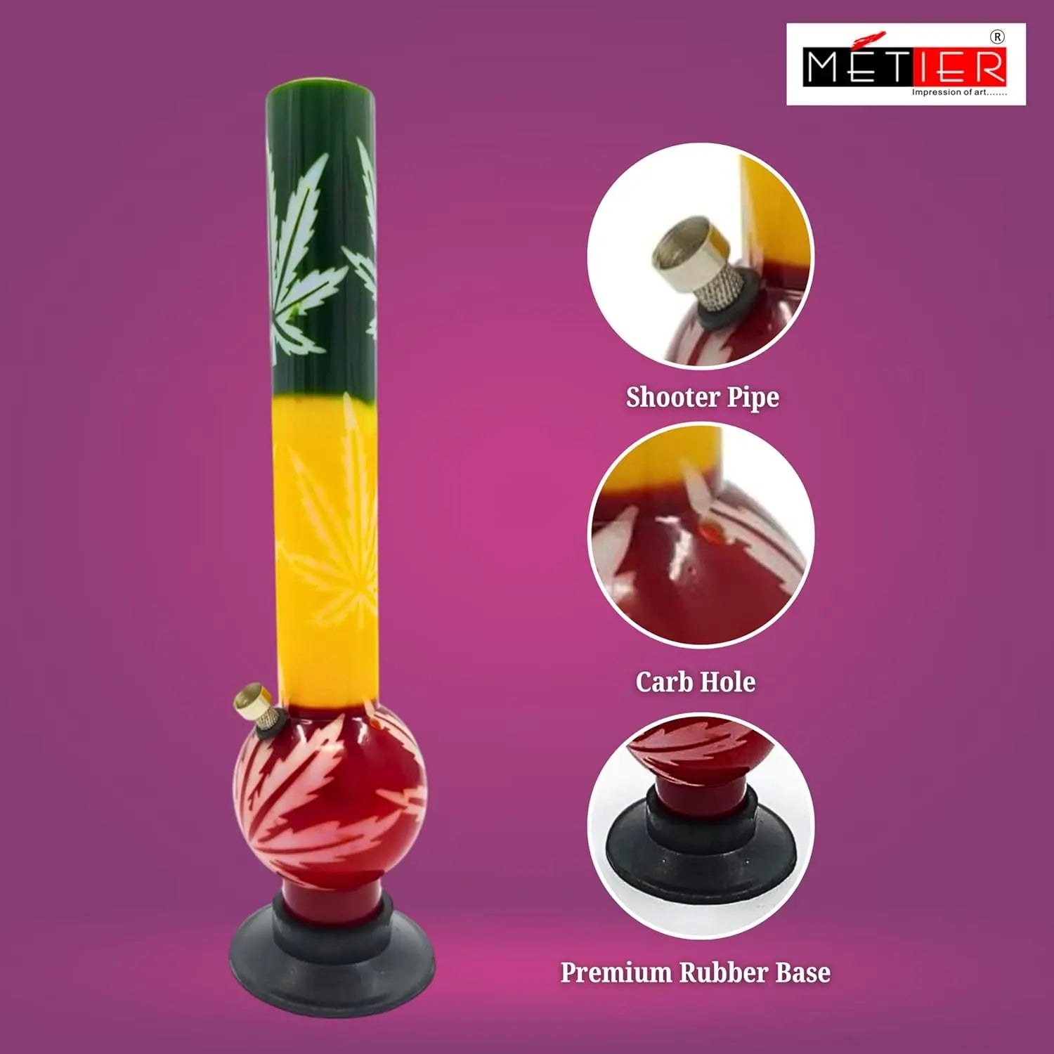 side profile of 40cm acrylic waterpipe