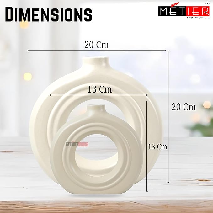 White Ceramic Donut Vase – Modern Round Vase for Home & Office Décor FLAP9