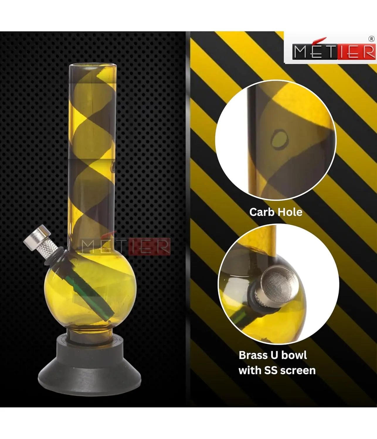 Moksha® 8 Inch Transparent Rasta Green Acrylic Mini Bong (3cm Pipe) Moksha Bongs
