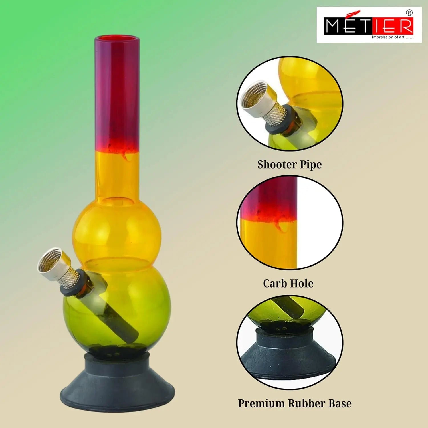 transparent rasta acrylic waterpipe