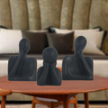 Family Couple Black Ceramic Figurine Set | Abstract Sculpture | Set of 3 (7.5cm, 11.5cm, 13cm) for Home & Office Moksha Bongs
