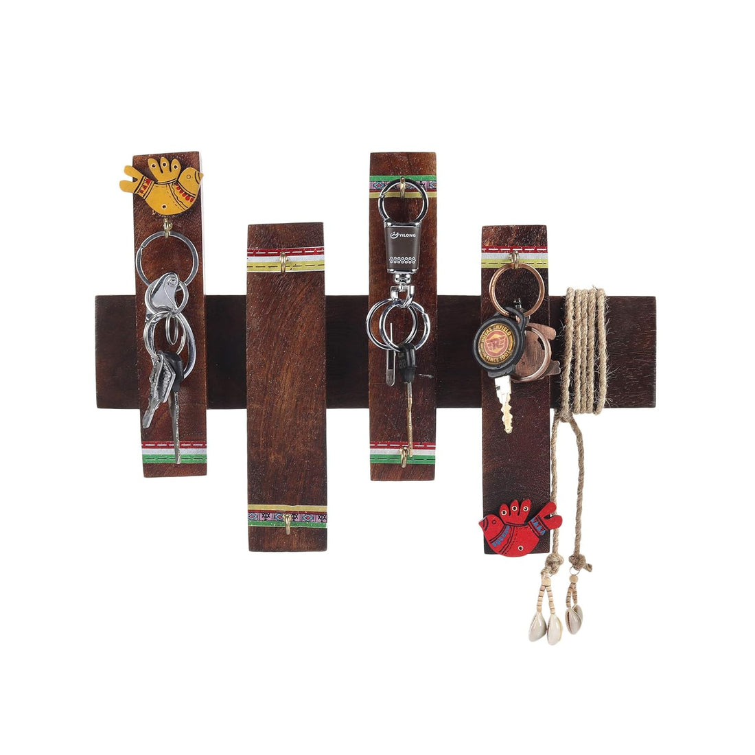 wall mounted wooden key rack front view