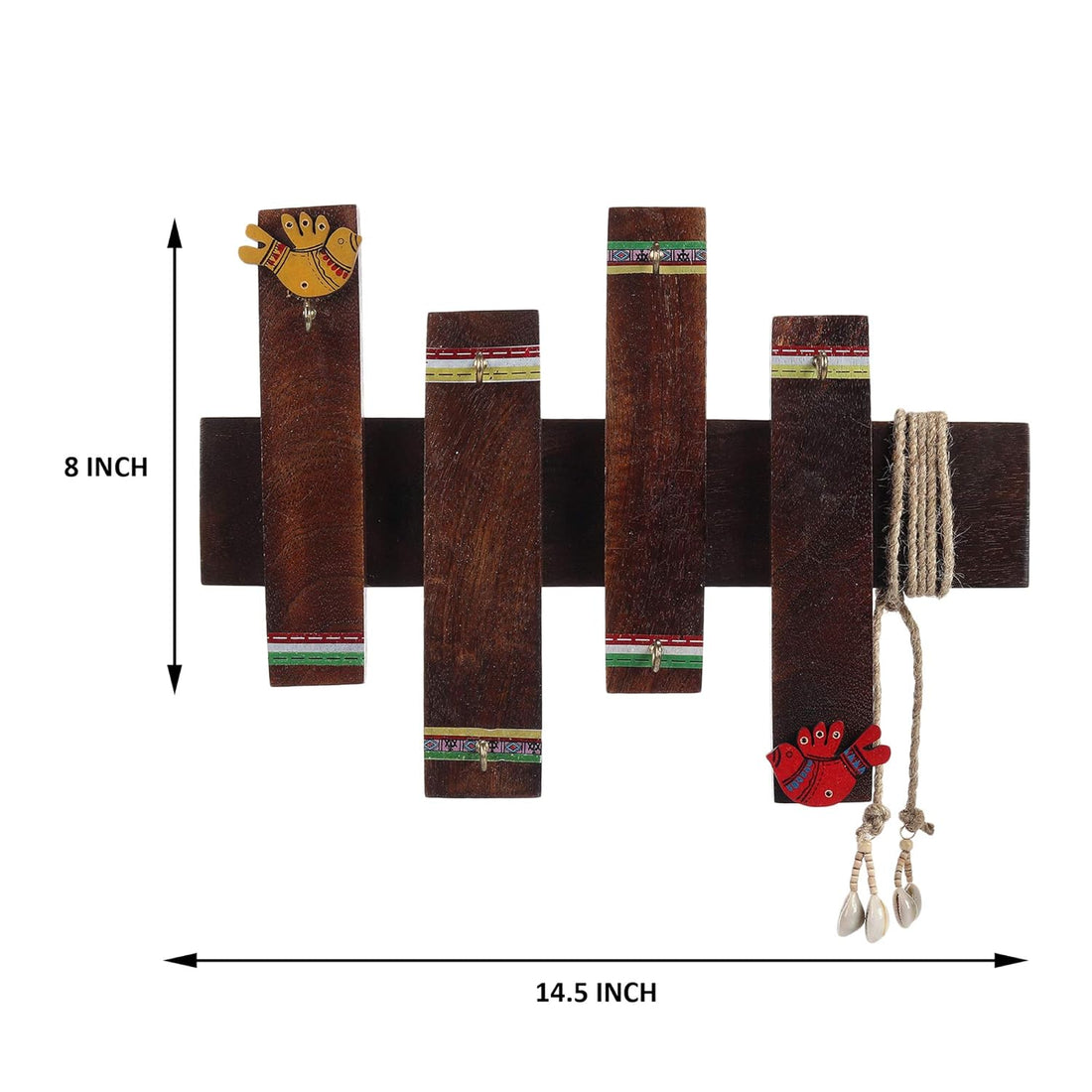 wall mounted wooden key rack front view