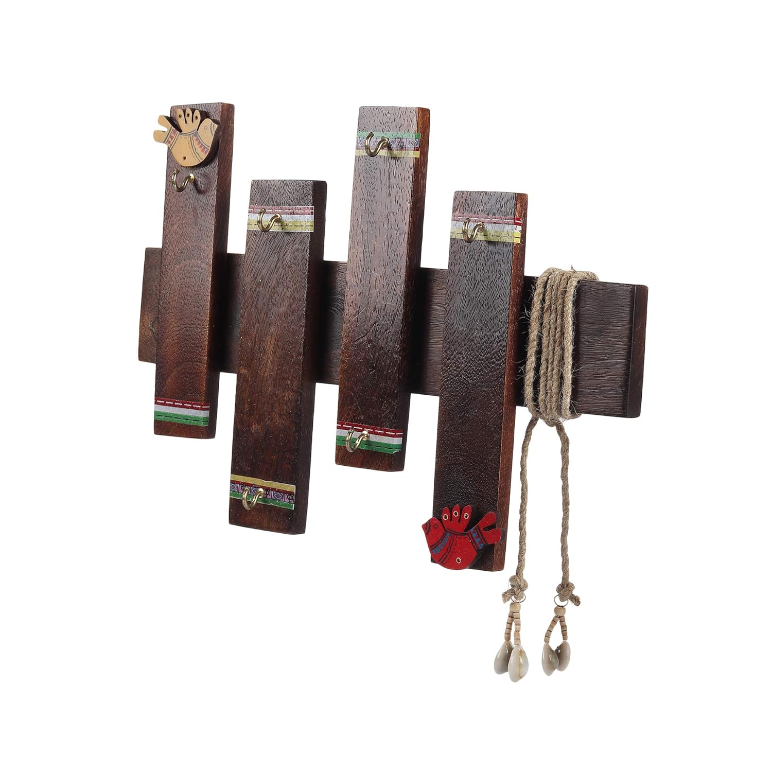 rustic wooden organizer for keys and masks