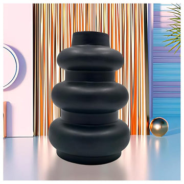 Flap9 Large Black Ceramic Flower Vase for Home, Office & Living Room Décor FLAP9