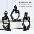 Modern Art Thinker Set of 3 - Black Premium Décor for Living Room & Office - FLAP9