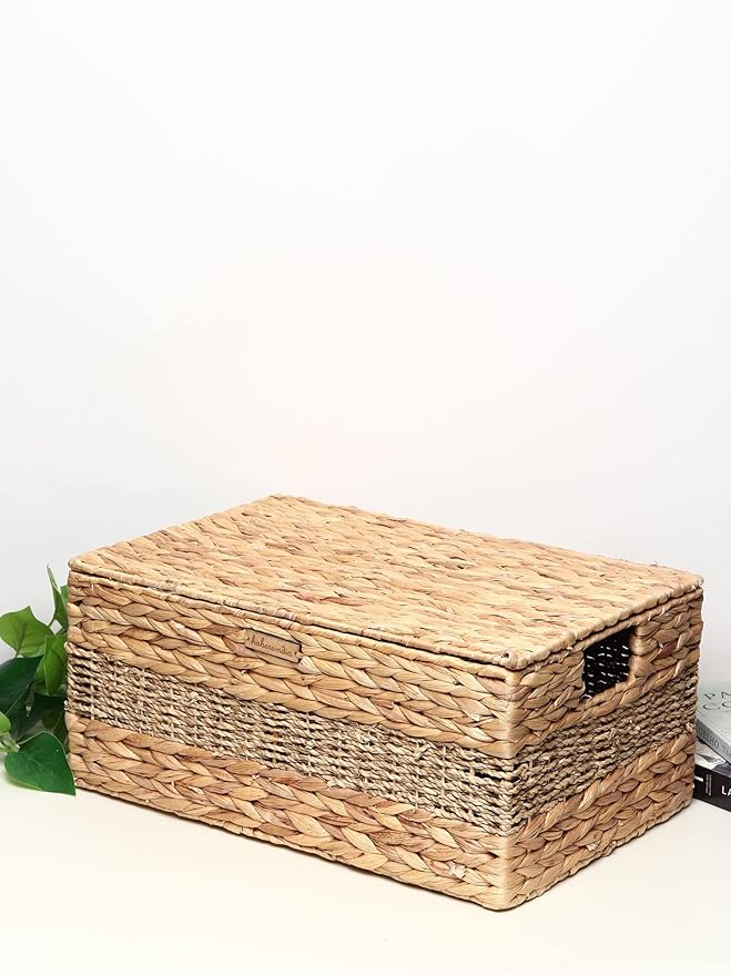 Flap9 Habere India Wicker Lid Storage Basket – Bathroom, Wardrobe & Home Organizer FLAP9