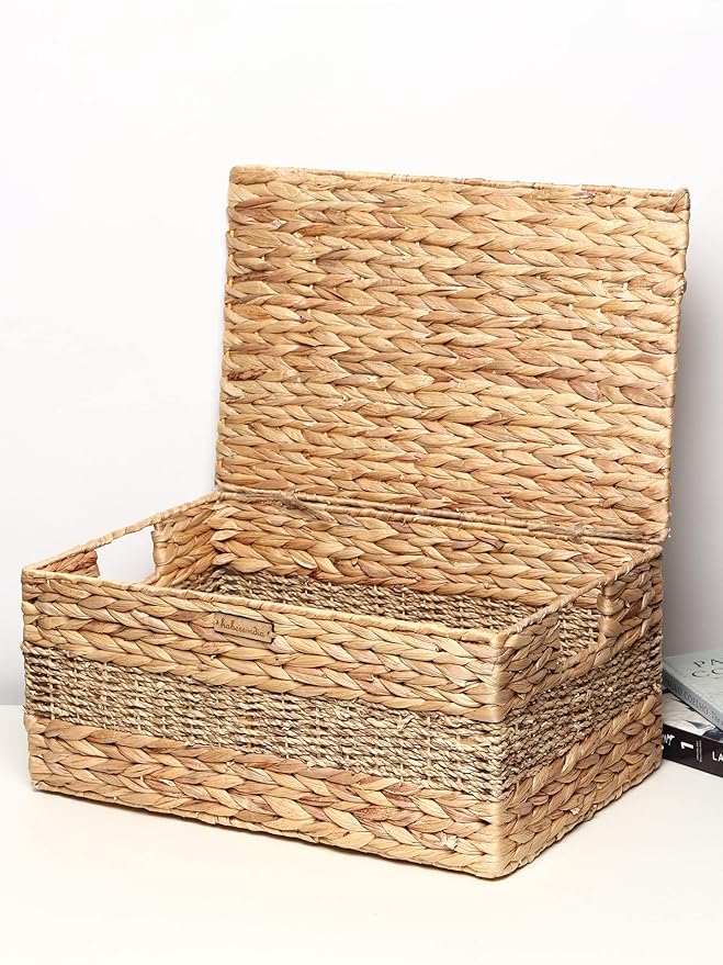 Flap9 Habere India Wicker Lid Storage Basket – Bathroom, Wardrobe & Home Organizer FLAP9