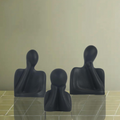 Family Couple Black Ceramic Figurine Set | Abstract Sculpture | Set of 3 (7.5cm, 11.5cm, 13cm) for Home & Office Moksha Bongs
