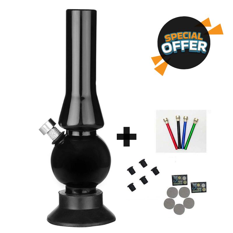 8 Inch Bong Combo – Acrylic Bong + Shooters, Grommets & Screens Moksha Bongs