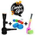 Moksha wooden pipe combo with 4.5 inch multicolor pipe, 5 inch black 3-in-1 pipe and 2 inch acrylic grinder