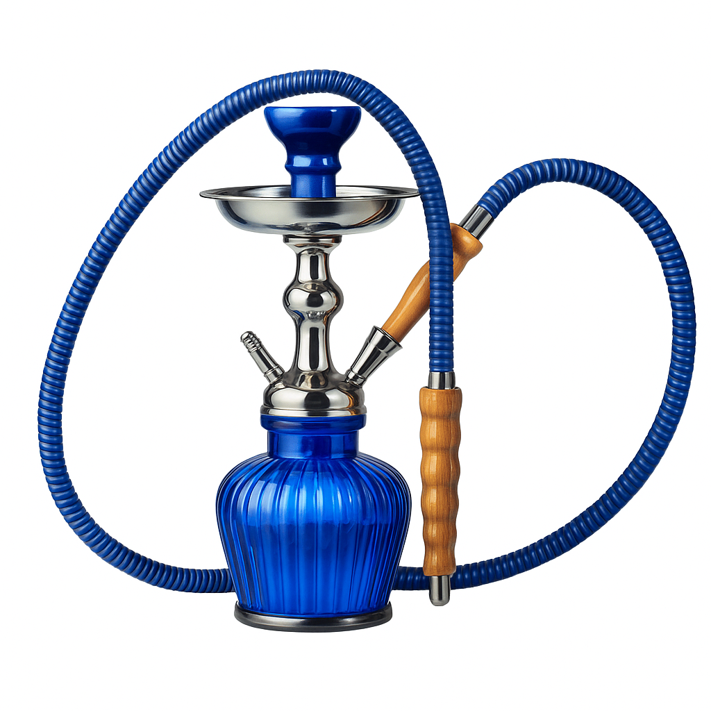 Moksha 12" Blue Glass Hookah with Metal Ash Catcher & Ceramic Bowl Moksha Bongs