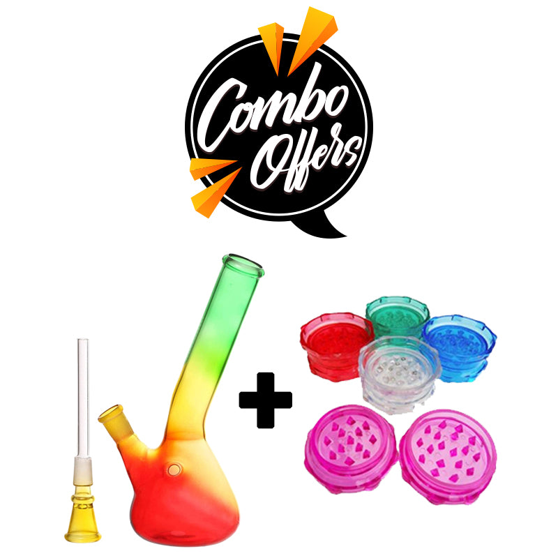 8 inch Rasta color glass smoking bong with classic design