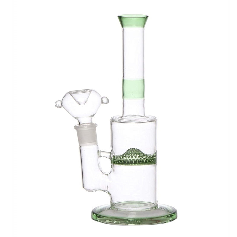 Moksha 10" Glass Bong with Strawberry Shape Honeycomb (26cm, Green)