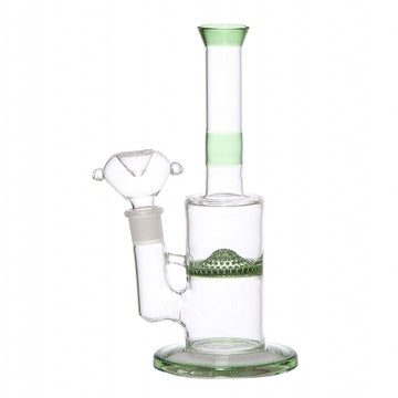 Moksha 10" Glass Bong with Strawberry Shape Honeycomb (26cm, Green)