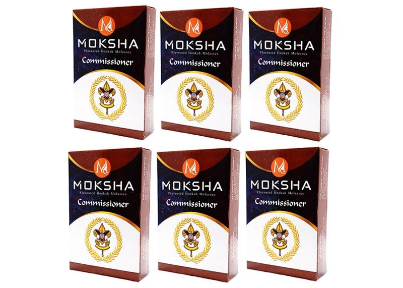 Moksha Commissioner Herbal Hookah Flavor | Nicotine Free Pack (PACK OF 6 ) Moksha Bongs