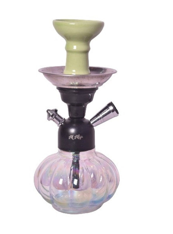 "9 inch green glass hookah with ceramic chillum bowl