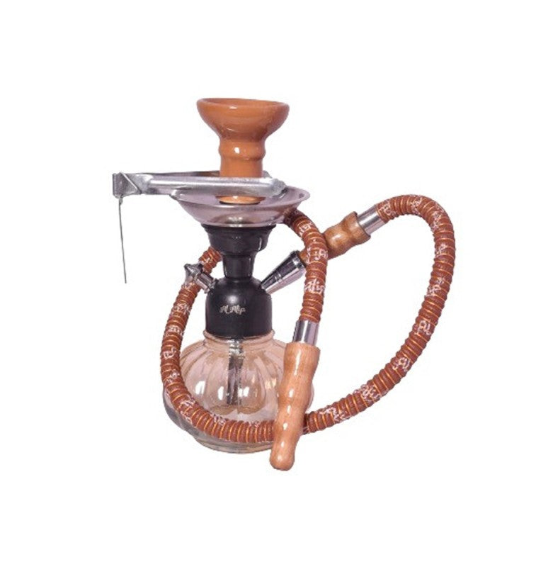Flap9 Herbal Hookah Mix (4pc), Charcoal (2 Rolls) & 9" Glass Hookah with Metal Ash Catcher & Ceramic Bowl (Orange) Moksha Bongs
