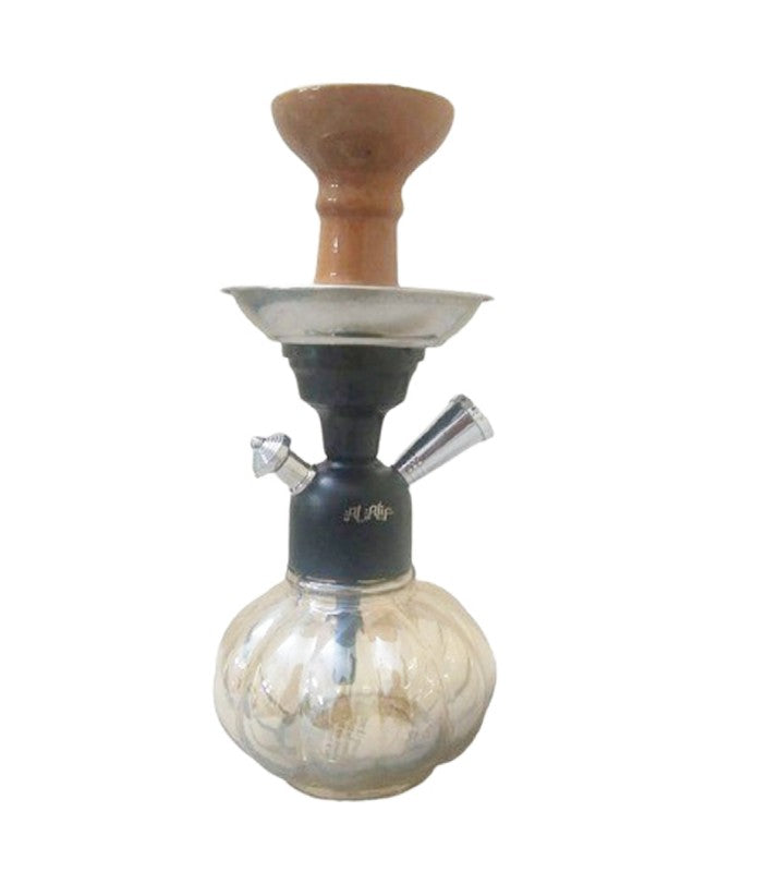 Flap9 Herbal Hookah Mix (4pc), Charcoal (2 Rolls) & 9" Glass Hookah with Metal Ash Catcher & Ceramic Bowl (Orange) Moksha Bongs