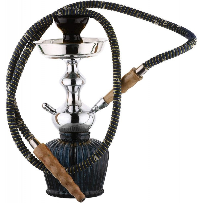 Flap9 12 Inch Black Glass Hookah Set with Herbal Mix & Charcoal Moksha Bongs
