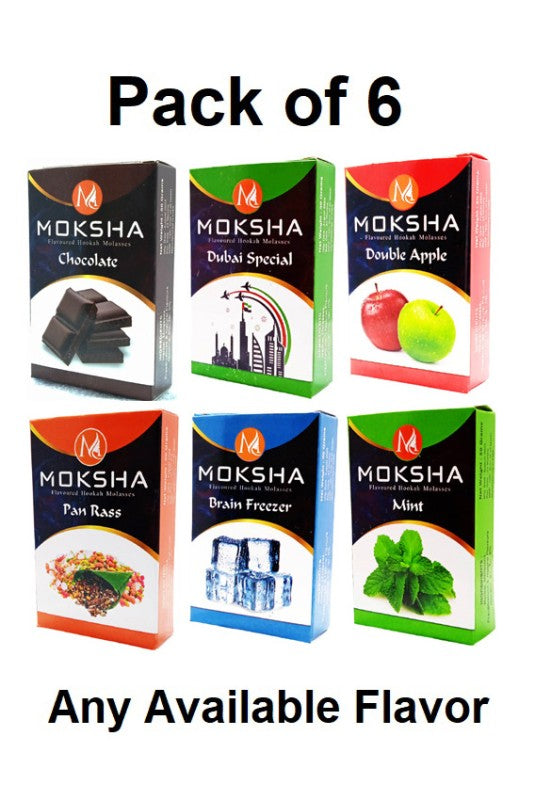 "Flap9 Herbal Hookah Mix (6pc), Charcoal (5 Rolls), 12" Glass Hookah with Metal Plate & Ceramic Bowl (Black)"& Silver) Moksha Bongs