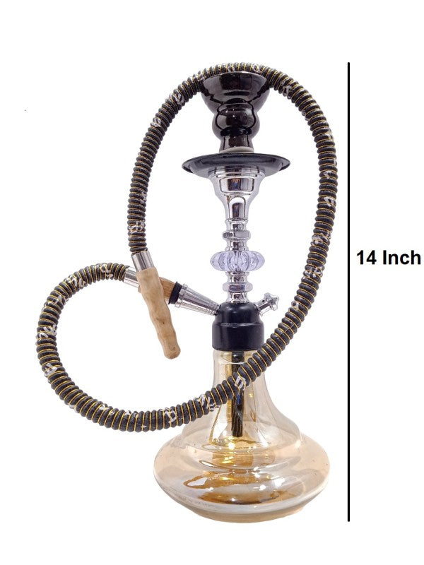 FLAP9 Herbal Hookah Set – 14 Inch Black Glass Hookah, 6 Flavors, 5 Rolls Charcoal Moksha Bongs