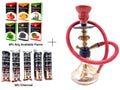 FLAP9 11 Inch Red & Gold Glass Hookah with Herbal Mix (6pc) & Charcoal (5 Rolls) Moksha Bongs