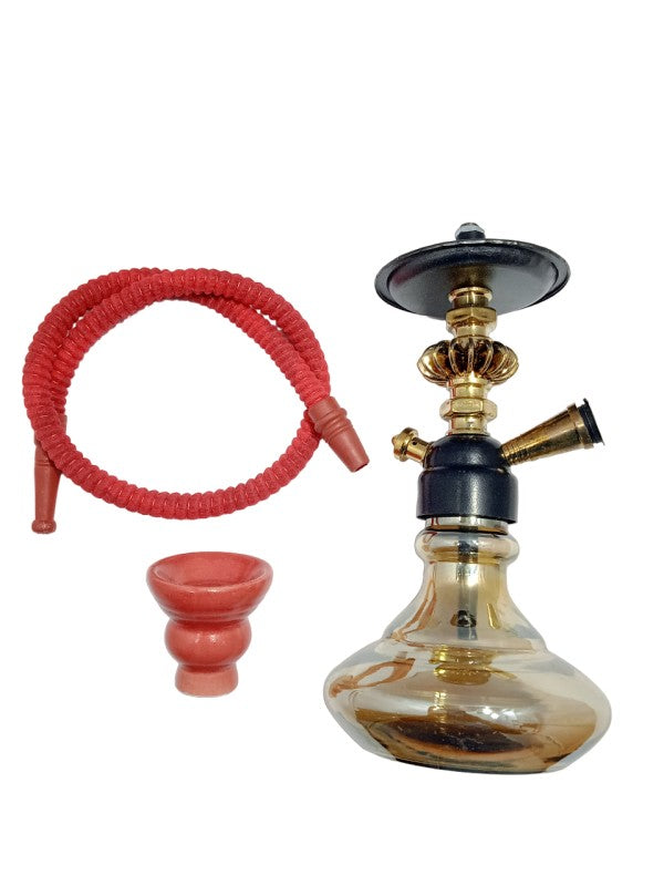 FLAP9 11 Inch Red & Gold Glass Hookah with Herbal Mix (6pc) & Charcoal (5 Rolls) Moksha Bongs