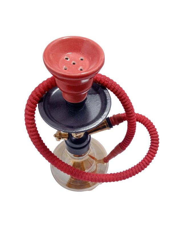 FLAP9 11 Inch Red & Gold Glass Hookah with Herbal Mix (6pc) & Charcoal (5 Rolls) Moksha Bongs