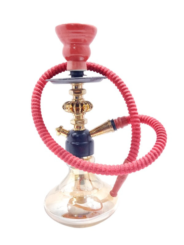FLAP9 11 Inch Red & Gold Glass Hookah with Herbal Mix (6pc) & Charcoal (5 Rolls) Moksha Bongs