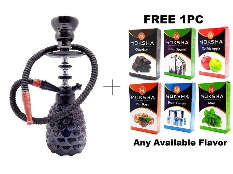 Glass hookah with ceramic bowl and ash catcher