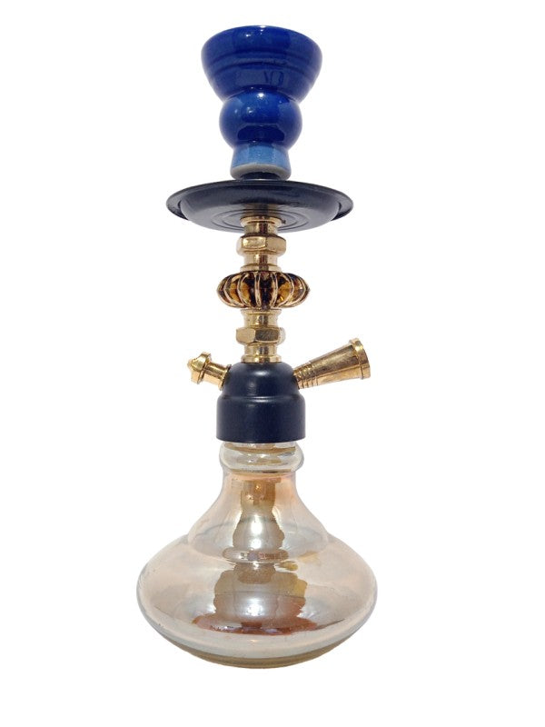 Compact 29cm Glass Metal Hookah by Moksha