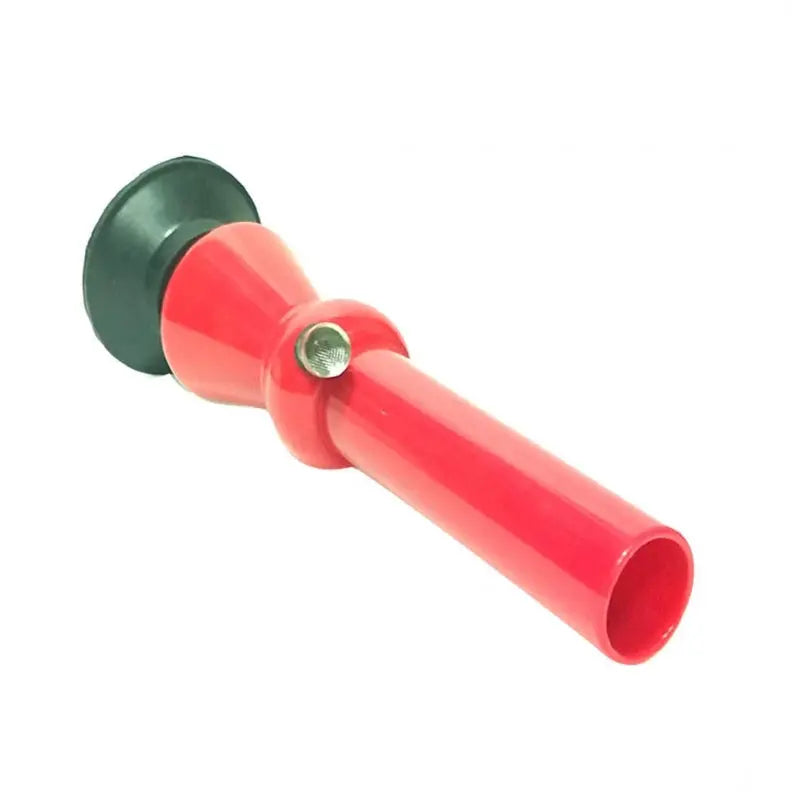 A red and green acrylic smoking waterpipe bong with a high gloss finish.