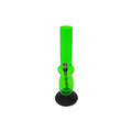 A 30cm tall transparent green acrylic waterpipe bong with a solid base.