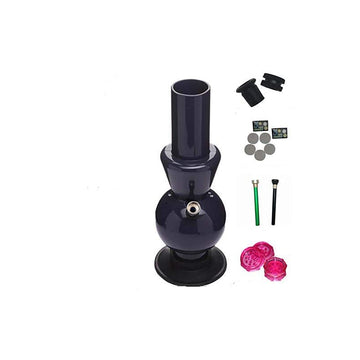 Flap9 12 Inch Acrylic Ice Bong + 2 Shooters, 10 SS Screens & 2 Inch Herb Grinder Set Moksha Bongs