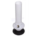 A white, 12-inch acrylic mini disc bulb bong with a high gloss finish and a black base.