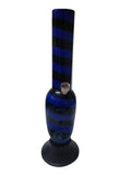 A 12 inch blue and black striped acrylic smoking hookah bong with a mango shape design and mango leaf embossing.