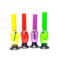 A set of four Moksha acrylic water pipes in assorted colors, including yellow, red, purple, and green.