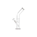 A 12 inch tall clear glass water bong with a high gloss premium finish, featuring a bent shape, a hookah attachment, and a small amount of water inside.