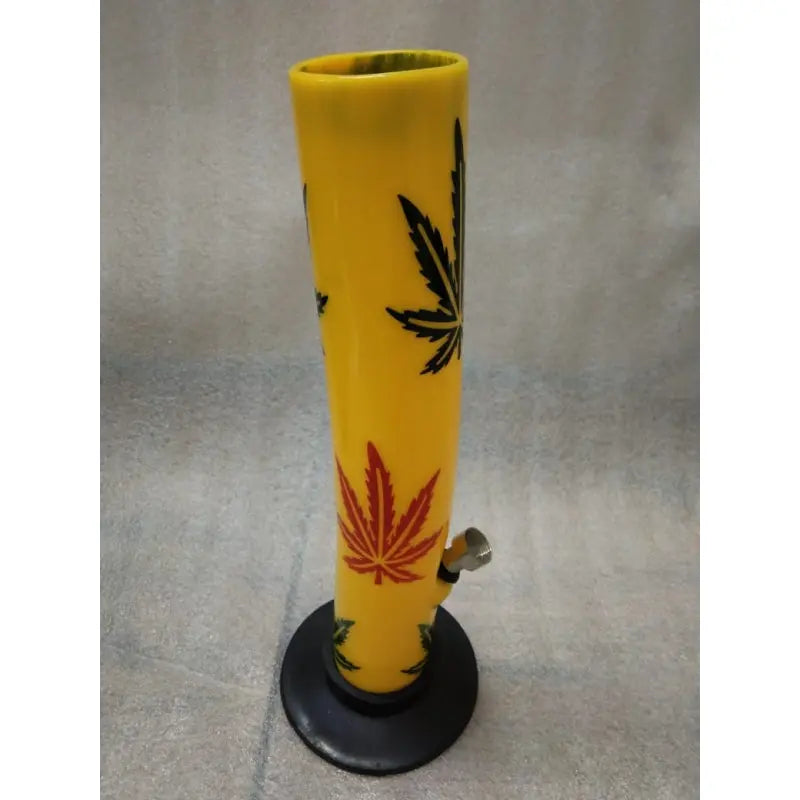 Moksha 12 Inch Bend Leaf Print Acrylic Bong (30cm, Yellow) Moksha Bongs