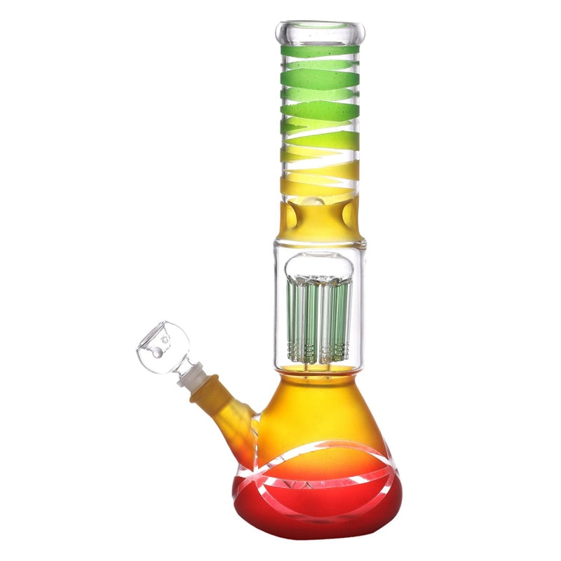 Moksha 12" Glass 10-Arm Tree Percolator Ice Bong (30cm, Rasta) Moksha Bongs