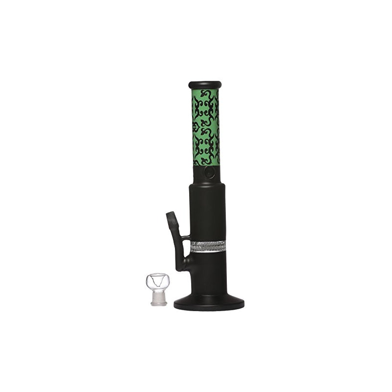 Moksha 12" Glass Honeycomb Hookah Pipe & Chillum (31cm, Black & Green)