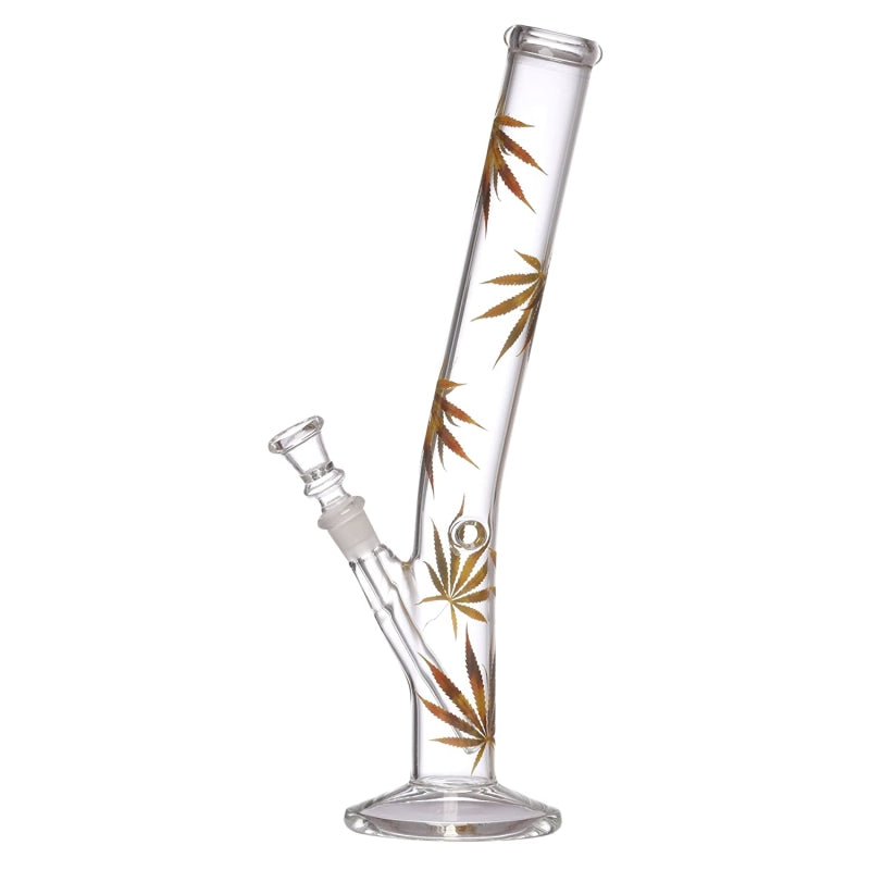 moksha 12 inch glass multi leaf print smoking hookah bong pipe (30cm, clear).