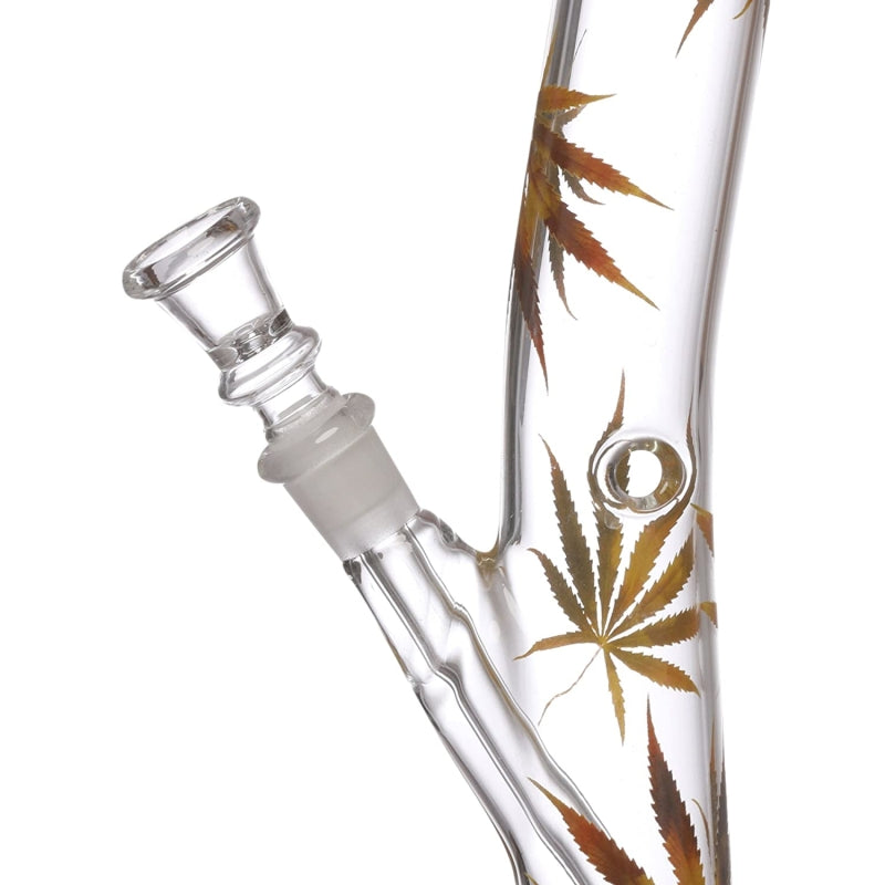 moksha 12 inch glass multi leaf print smoking hookah bong pipe (30cm, clear).