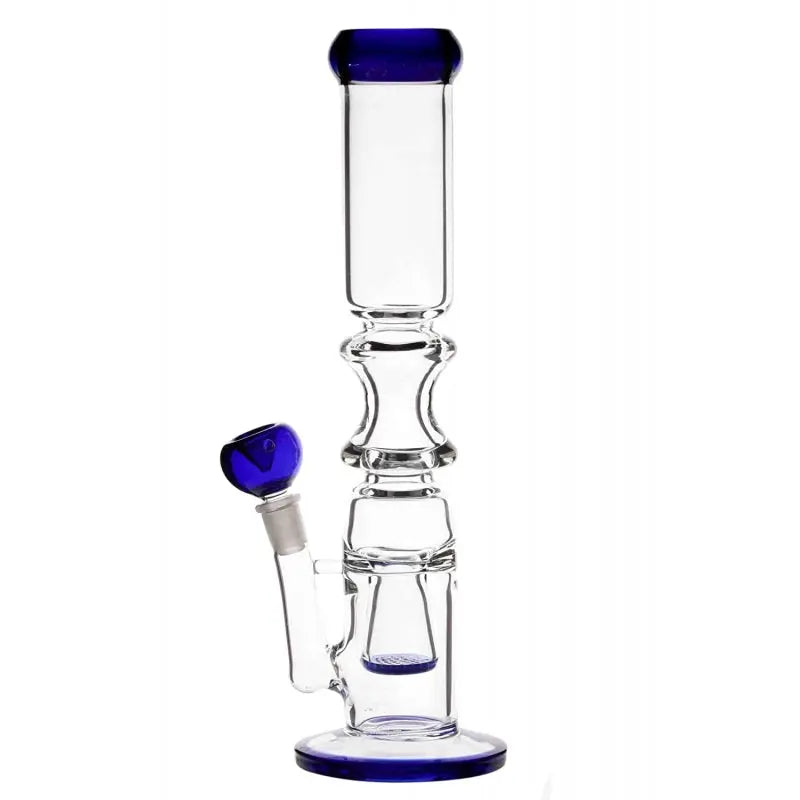 moksha 12 inch blue glass honeycomb ice bong front view