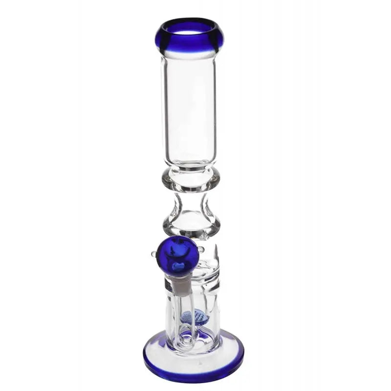 moksha 12 inch blue glass honeycomb ice bong front view