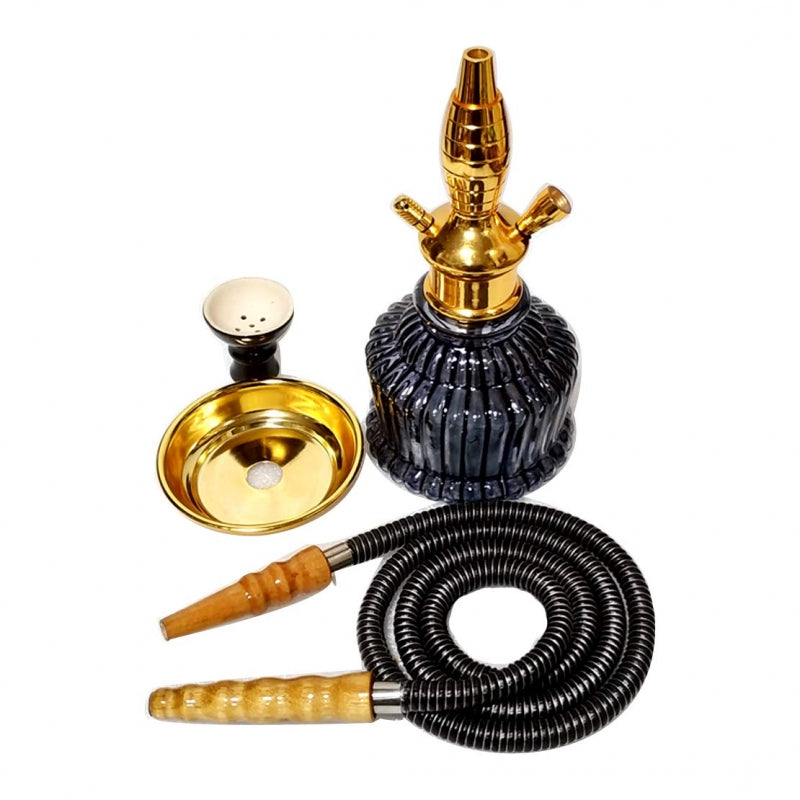 Elegant glass shisha set black gold