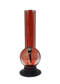 Moksha 12 Inch Acrylic Large Single Bulb Bong – Transparent Red Strips Moksha Bongs